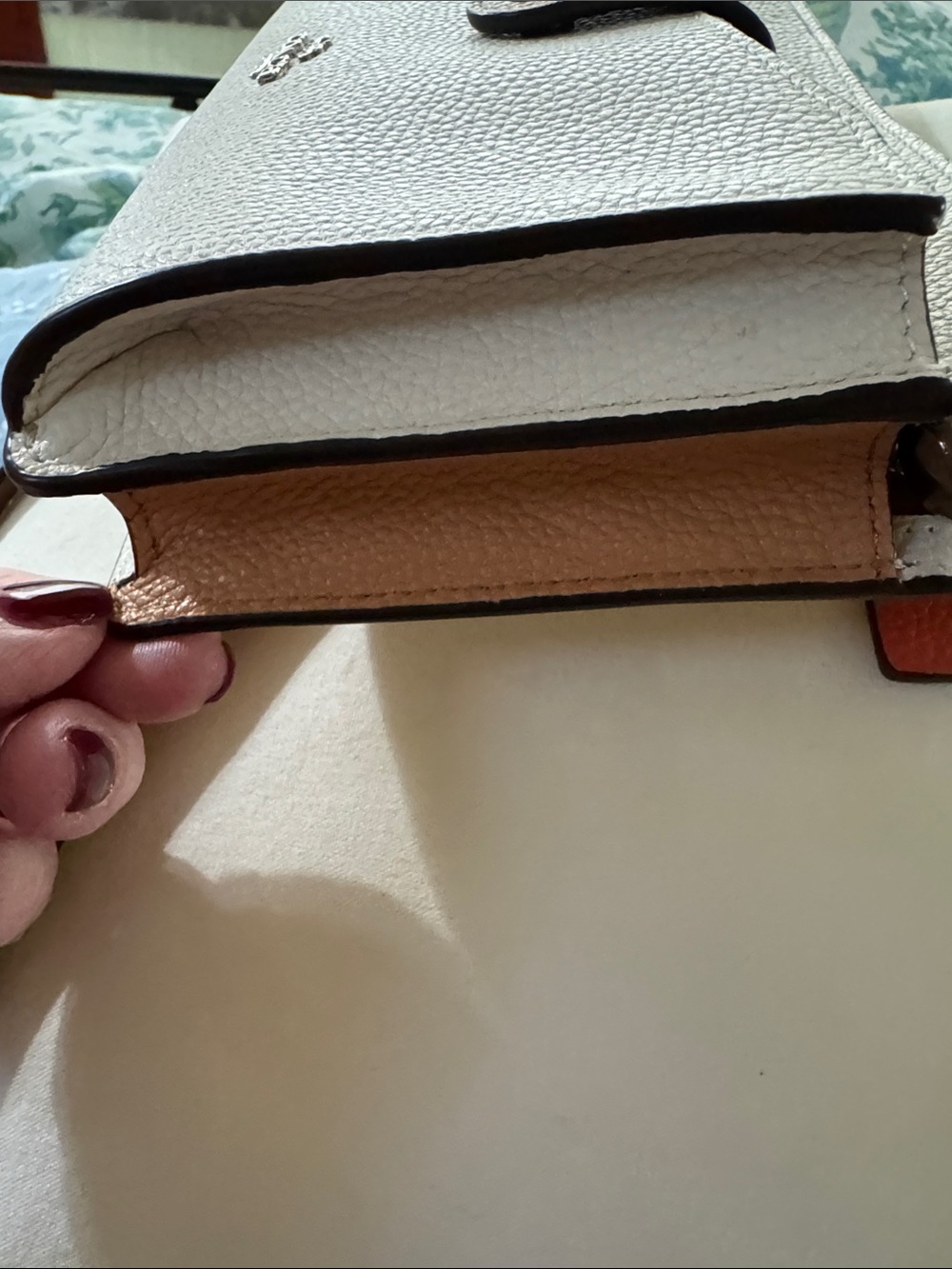 Coach NOA Pebbled Leather Crossbody Wallet - Chalk/Tan - Picture 10 of 11